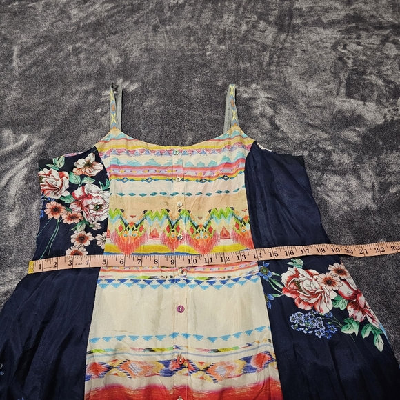 Johnny Was Silk Boho Maxi Dress Buttondown Sleeveless Multi Print Rare Medium - Picture 11 of 17